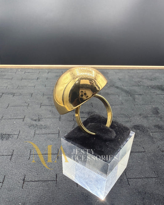 Bague bombée en acier inoxydable doré