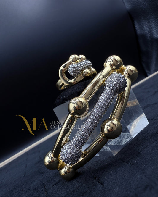 Duo "BRELOQUE CUBA TIFFANY" Bracelet et bague Model 18K avec zircon